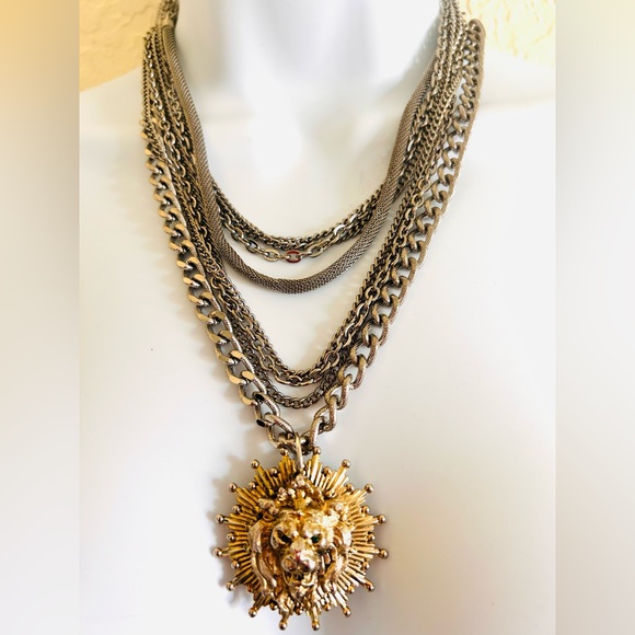 Made in the Deep South multi chain lion pendant necklace - Picture 2 of 8